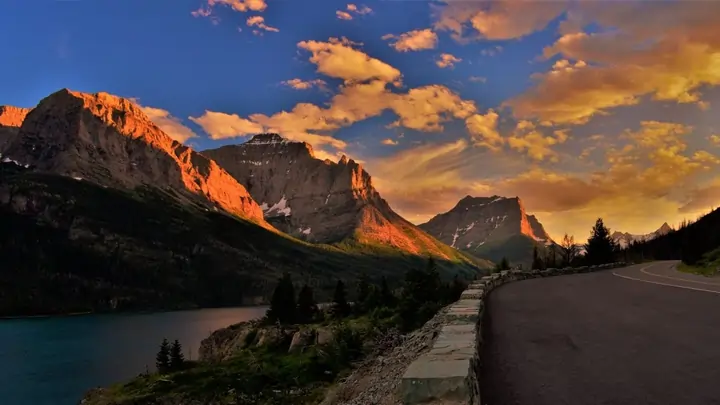 going to the sun road sunset