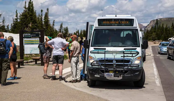 Shuttle stop at Avalanche Creek
