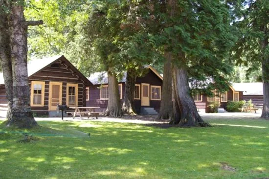 Apgar Village Lodge cabins near the lake shore