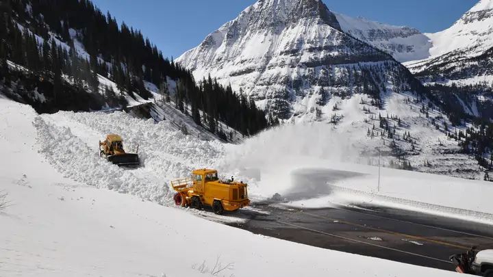 Going-to-the-Sun Road in winter with snow